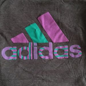 {Adidas} t-shirt with purple and green logo 💜💚